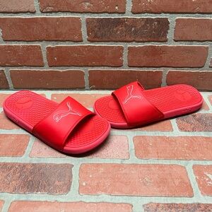 PUMA 'Cool Cat Shadow' Red Faux Leather Slide Sandals Women's Size 8